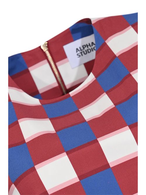 Abito in heavy popeline con motivo check Alpha Studio | AD-6651O9000